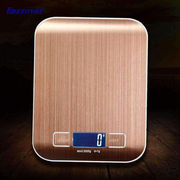 Planet Gates 5000g 1g Golden Digital Scale Cooking Measure Tool 5kg Stainless Steel Electronic Weight Scale LCD Display Kitchen Scale