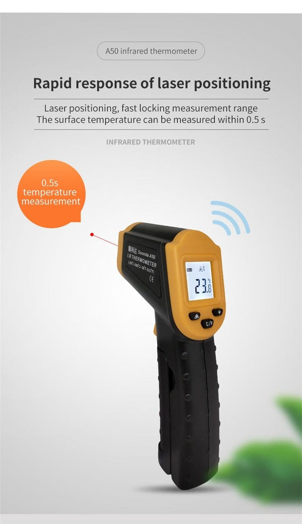 Planet Gates 500C Digital Non-Contact Infrared Thermometer Laser Pyrometer For Boiler Home Oven Confectionery Bath Water BBQ Temperature Mete
