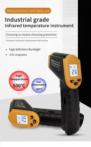 Planet Gates 500C Digital Non-Contact Infrared Thermometer Laser Pyrometer For Boiler Home Oven Confectionery Bath Water BBQ Temperature Mete