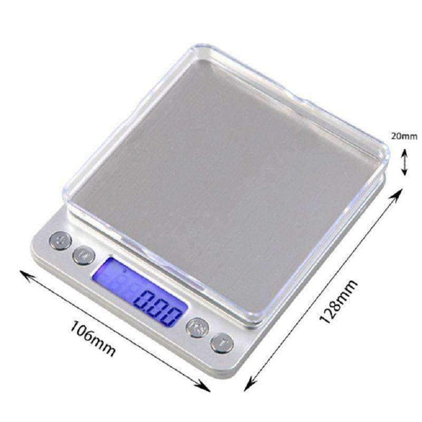Planet Gates 500g x 0.01g Portable Mini Electronic Food Scales Pocket Case Postal Kitchen Jewelry Weight Balanca Digital Scale With 2 Tray