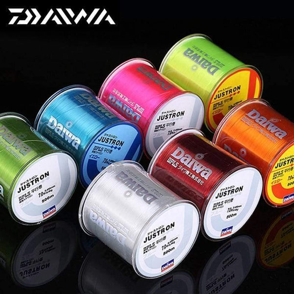 Planet Gates 500m Super Strong Daiwa Justron Nylon Fishing Line 2LB - 40LB 7 Colors Japan Monofilament Main Line with Plastic Box