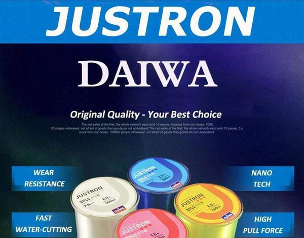 Planet Gates 500m Super Strong Daiwa Justron Nylon Fishing Line 2LB - 40LB 7 Colors Japan Monofilament Main Line with Plastic Box