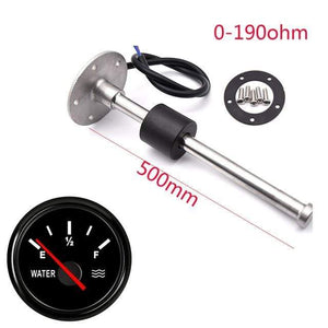 Planet Gates 500mm bb gauge 52MM Gauge Water Level Gauge Red Light 0-190Ohm Water Tank Level Indicator Meter with Fuel Level Sensor 150MM 200MM 250MM 400MM