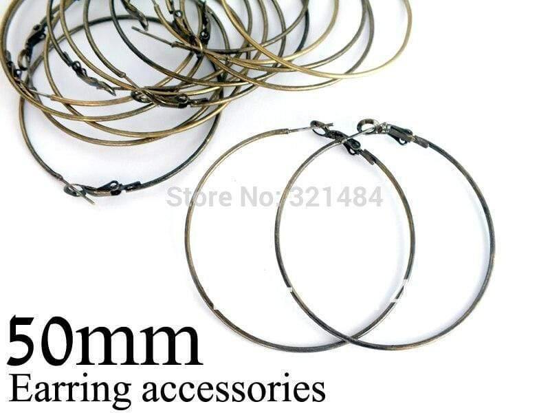 Planet Gates 500pc/lot antique brass bronze 50mm french circle hooks earring backs hoop earring findings for jewelry making supplies