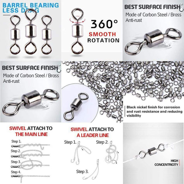 Planet Gates 500pcs/lot Fishing Swivels 4# 6# 8# 10# 12# Rolling Swivel Connector For Fishing hooks Fishing Tackle Accessories