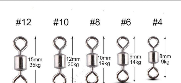 Planet Gates 500pcs/lot Fishing Swivels 4# 6# 8# 10# 12# Rolling Swivel Connector For Fishing hooks Fishing Tackle Accessories