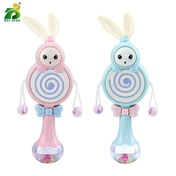 Planet Gates 503-B Rabbit Baby Rattles Mobiles Music Rhythm Light Hand Bed Bell Soft Teether Education 0-12 Months Toy for Newborn Gift BEI JESS