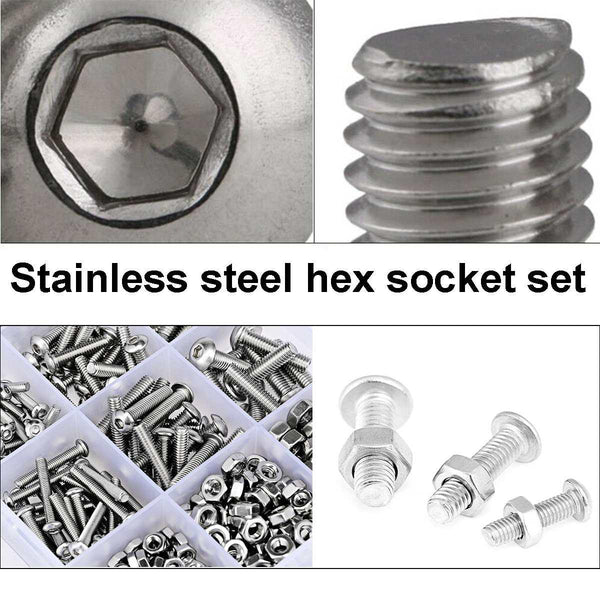 503 Pcs M3 M4 M5 High Quality Stainless Steel Button Head Hex Socket Head Cap Bolts Machine Screw And Nut Kit With Wrench