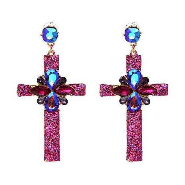 Planet Gates 50400PK Vintage Boho Crystal Cross Drop Earrings for Women Baroque Bohemian Large Long Earrings Jewelry Brincos 2018