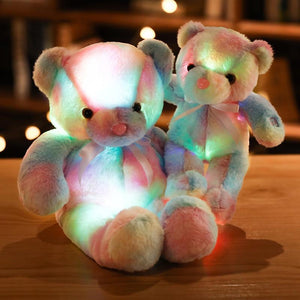 Planet Gates 50cm 30cm Rainbow Creative Light Up LED Teddy Bear Stuffed Animals Plush Toy Colorful Glowing Christmas Gift for Kids Pillow