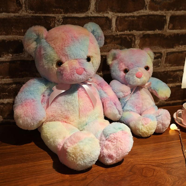 Planet Gates 50cm 30cm Rainbow Creative Light Up LED Teddy Bear Stuffed Animals Plush Toy Colorful Glowing Christmas Gift for Kids Pillow