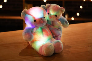 Planet Gates 50cm 30cm Rainbow Creative Light Up LED Teddy Bear Stuffed Animals Plush Toy Colorful Glowing Christmas Gift for Kids Pillow
