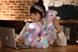 Planet Gates 50cm 30cm Rainbow Creative Light Up LED Teddy Bear Stuffed Animals Plush Toy Colorful Glowing Christmas Gift for Kids Pillow
