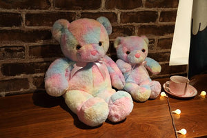 Planet Gates 50cm 30cm Rainbow Creative Light Up LED Teddy Bear Stuffed Animals Plush Toy Colorful Glowing Christmas Gift for Kids Pillow