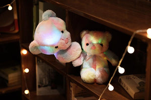 Planet Gates 50cm 30cm Rainbow Creative Light Up LED Teddy Bear Stuffed Animals Plush Toy Colorful Glowing Christmas Gift for Kids Pillow