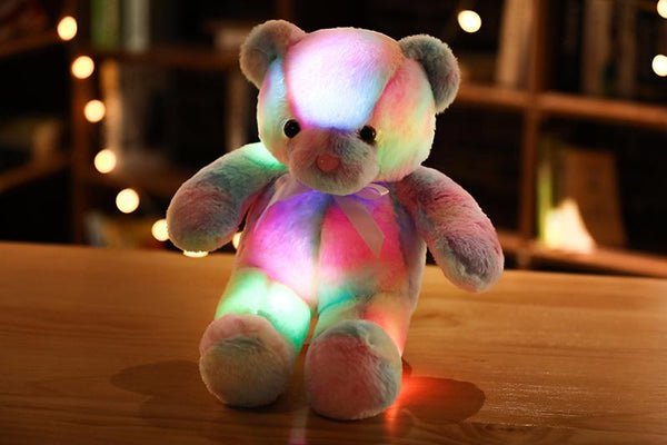 Planet Gates 50cm 30cm Rainbow Creative Light Up LED Teddy Bear Stuffed Animals Plush Toy Colorful Glowing Christmas Gift for Kids Pillow