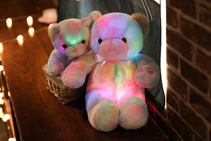 Planet Gates 50cm 30cm Rainbow Creative Light Up LED Teddy Bear Stuffed Animals Plush Toy Colorful Glowing Christmas Gift for Kids Pillow