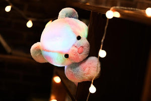 Planet Gates 50cm 30cm Rainbow Creative Light Up LED Teddy Bear Stuffed Animals Plush Toy Colorful Glowing Christmas Gift for Kids Pillow