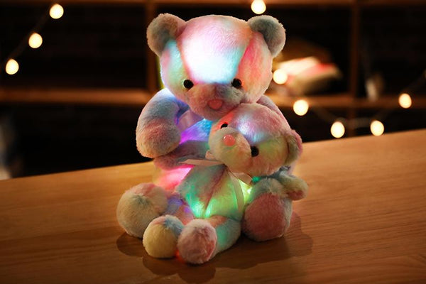 Planet Gates 50cm 30cm Rainbow Creative Light Up LED Teddy Bear Stuffed Animals Plush Toy Colorful Glowing Christmas Gift for Kids Pillow