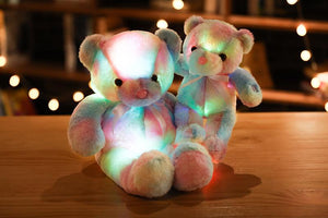 Planet Gates 50cm 30cm Rainbow Creative Light Up LED Teddy Bear Stuffed Animals Plush Toy Colorful Glowing Christmas Gift for Kids Pillow