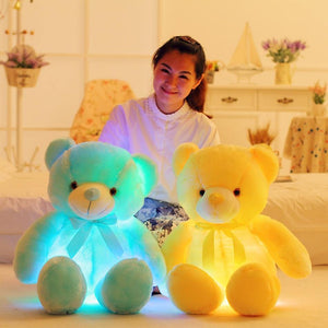 50cm Creative Light Up LED Teddy Bear Stuffed Animals Plush Toy Colorful Glowing   Christmas Gift For Kids Pillow