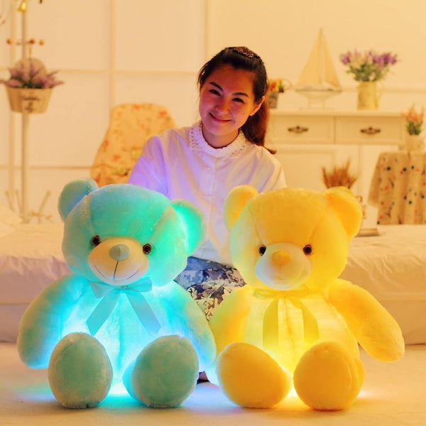 50cm Creative Light Up LED Teddy Bear Stuffed Animals Plush Toy Colorful Glowing   Christmas Gift For Kids Pillow