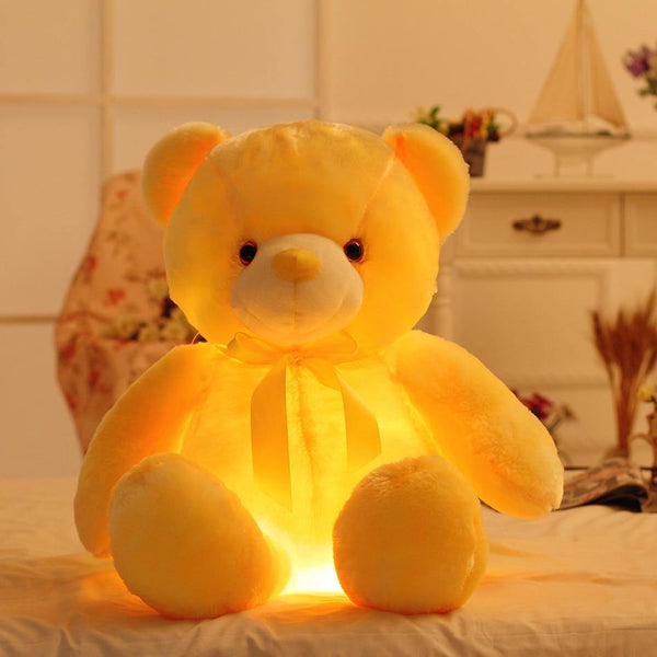 50cm Creative Light Up LED Teddy Bear Stuffed Animals Plush Toy Colorful Glowing   Christmas Gift For Kids Pillow