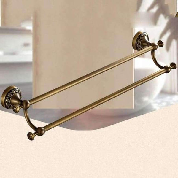 Planet Gates 50cm Double Bar KEMAIDI Bathroom Accessories Antique Brass Towel Ring, Paper Holder, Toilet Brush,, Bath Rack, Soap Dish, Makeup Mirror