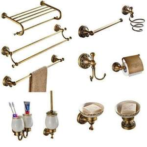 Planet Gates 50cm Double Bars Antique Brass Carved Collection Double Cup Holder Bathroom Products Bathroom Accessories Creative Faucet Bathroom Hardware Set