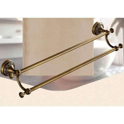 Planet Gates 50cm Double Bars Antique Brass Carved Collection Double Cup Holder Bathroom Products Bathroom Accessories Creative Faucet Bathroom Hardware Set