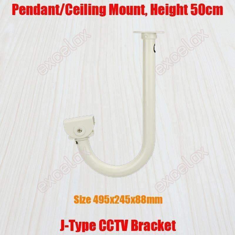 Planet Gates 50cm J Type Pendant Ceiling Mount CCTV Housing Bracket Cable Protection Aluminum Alloy Indoor Outdoor Security Camera Support
