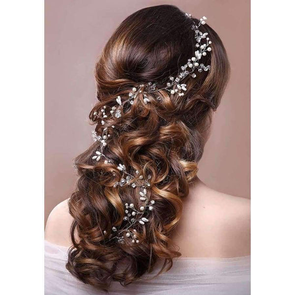 Planet Gates 50cm silver color Fashion Flower Vine Tiara Bride Head Chain Bridal Headbands Hair Ornaments Wedding Hair Accessories Jewelry Women SP0127