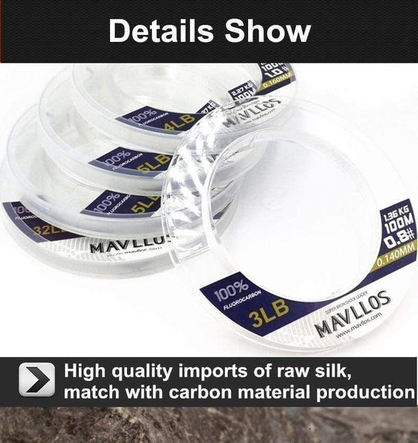 Planet Gates 50M 100M 100% Super Strong True Fluorocarbon Fishing Line Monofilament Leader Carbon Fiber Fly Fishing Fluorocarbon Line