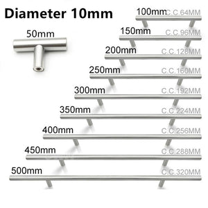 50mm-500mm Stainless Steel Kitchen Door Cabinet T Bar Handle Pull Knob Cabinet Knobs Furniture Handle Cupboard Drawer Handle