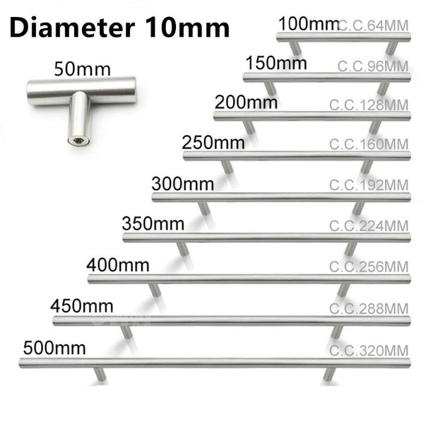 50mm-500mm Stainless Steel Kitchen Door Cabinet T Bar Handle Pull Knob Cabinet Knobs Furniture Handle Cupboard Drawer Handle