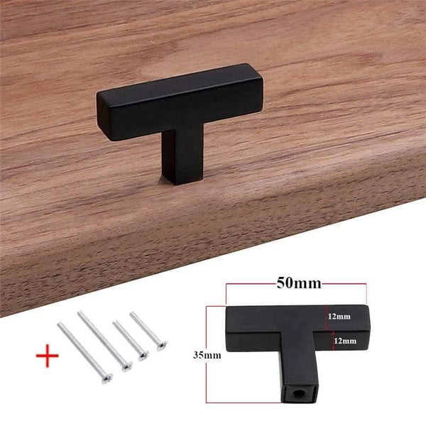Modern Black Cabinet Handle Square Furniture Hardware Stainless Steel Kitchen Door Knobs Cupboard Wardrobe Drawer Pulls