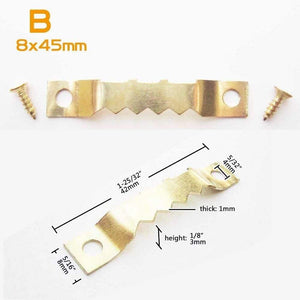 50pc Golden Saw Tooth Sawtooth Hanging Picture Photo Oil Painting Mirror Frame Hanger Hook Furniture Accessorie + Screw A 7x40mm