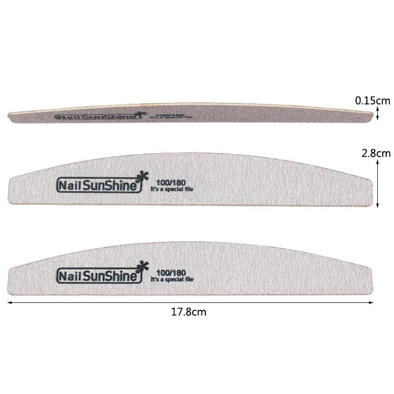 Planet Gates 50Pcs 100/180 Sandpaper Nail Art Files Grey Wooden Sanding Nail Buffer Curved Buffing Professional Manicure Block Nail Care Tool