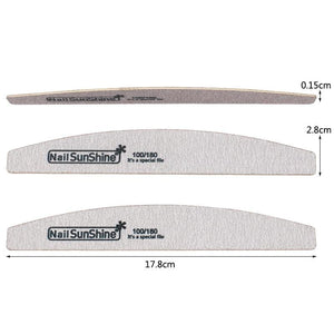 Planet Gates 50Pcs 100/180 Sandpaper Nail Art Files Grey Wooden Sanding Nail Buffer Curved Buffing Professional Manicure Block Nail Care Tool