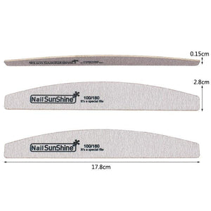 Planet Gates 50Pcs 100/180 Sandpaper Nail Art Files Grey Wooden Sanding Nail Buffer Curved Buffing Professional Manicure Block Nail Care Tool