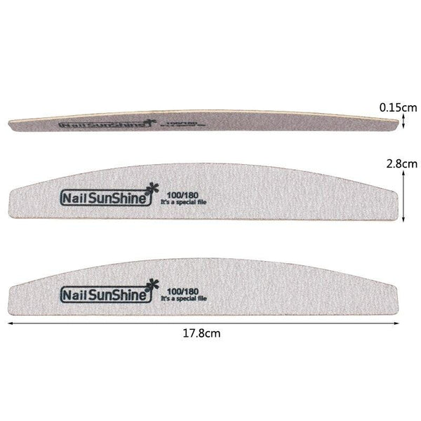 Planet Gates 50Pcs 100/180 Sandpaper Nail Art Files Grey Wooden Sanding Nail Buffer Curved Buffing Professional Manicure Block Nail Care Tool