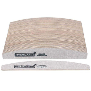 Planet Gates 50Pcs 100/180 Sandpaper Nail Art Files Grey Wooden Sanding Nail Buffer Curved Buffing Professional Manicure Block Nail Care Tool