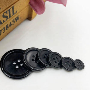 Planet Gates 50pcs 11/15/18/20/25/30mm Black Color Overcoat Plastic Button 4 Holes Craft Sewing PT251