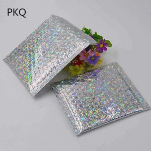Planet Gates 50PCS 15*13cm,23*30cm,laser silver Bubble Envelopes Bags Mailers Padded Shipping Envelope Bubble Mailing Bag Business Supplies