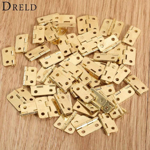 50Pcs 18x16mm Kitchen Cabinet Door Hinges Furniture Accessories 4 Holes Gold Drawer Hinges for Jewelry Boxes Furniture Fittings