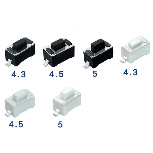 Planet Gates 50pcs 3*6*4.3/4.5/5mm Panel PCB Momentary Tactile Tact Push Button Micro Switch 2 Pin DIP Light Touch Keys Keyboard Black/White