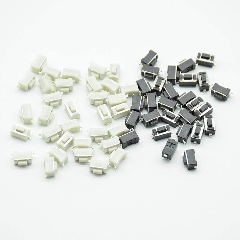 Planet Gates 50pcs 3*6*4.3/4.5/5mm Panel PCB Momentary Tactile Tact Push Button Micro Switch 2 Pin DIP Light Touch Keys Keyboard Black/White