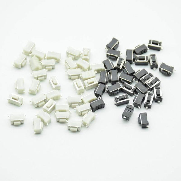 Planet Gates 50pcs 3*6*4.3/4.5/5mm Panel PCB Momentary Tactile Tact Push Button Micro Switch 2 Pin DIP Light Touch Keys Keyboard Black/White