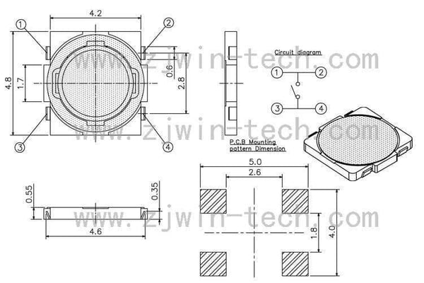 Planet Gates 50PCS 4.8X4.8X0.55MM Super Tiny Momentary Tact Button Key Button Push Button For Phone Screen Micro Switch
