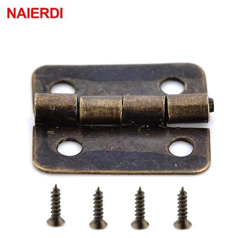 50PCS  Antique Hinge Mini Bronze Gold Decoration Door Hinges For Wooden Cabinet Vintage Jewellery Box Furniture Hardware